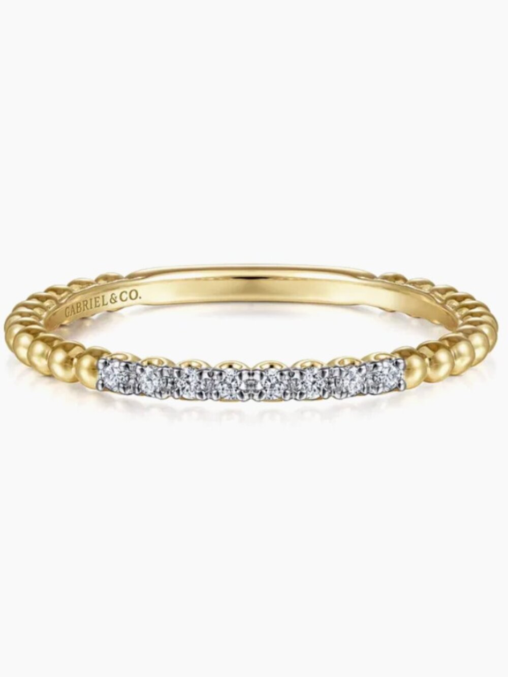 14k Gold Beaded Diamond Stackable Ring-Bajukan
